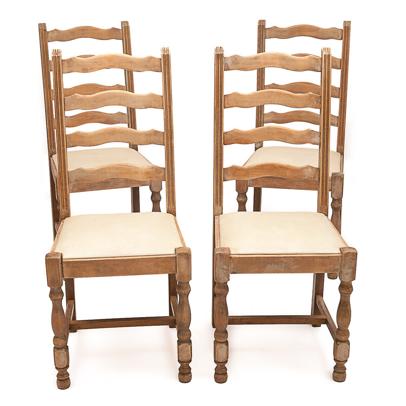 Conjunto de 4 cadeiras de couro de granulação vintage, 1960