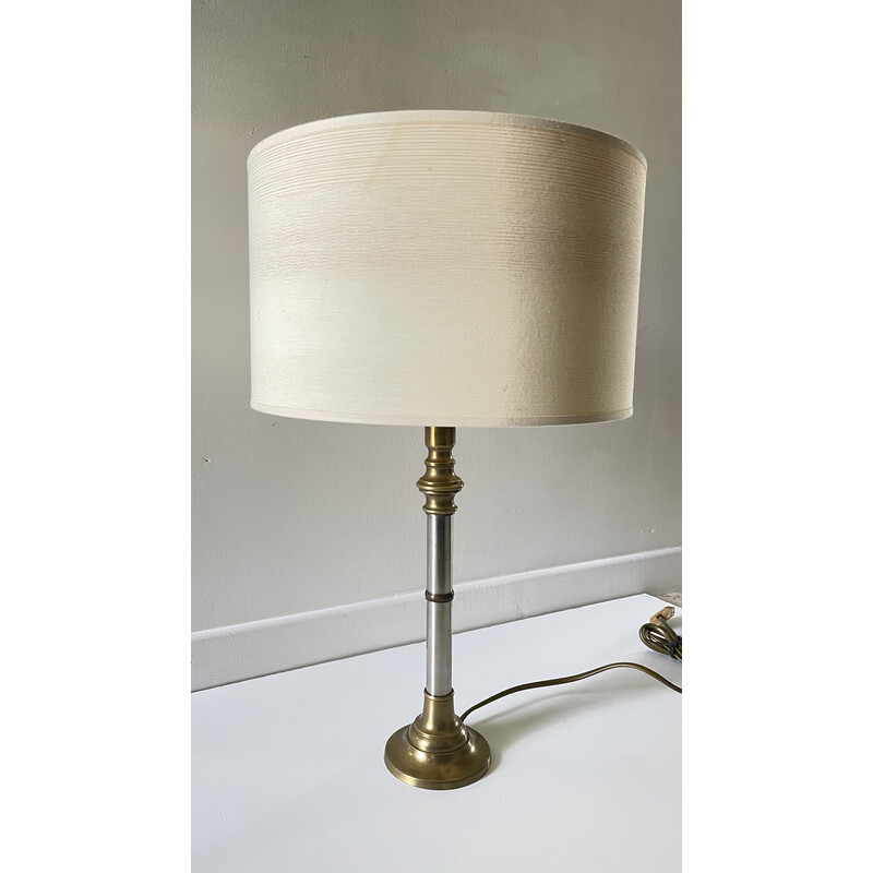 Vintage lamp van chroom en messing, 1970