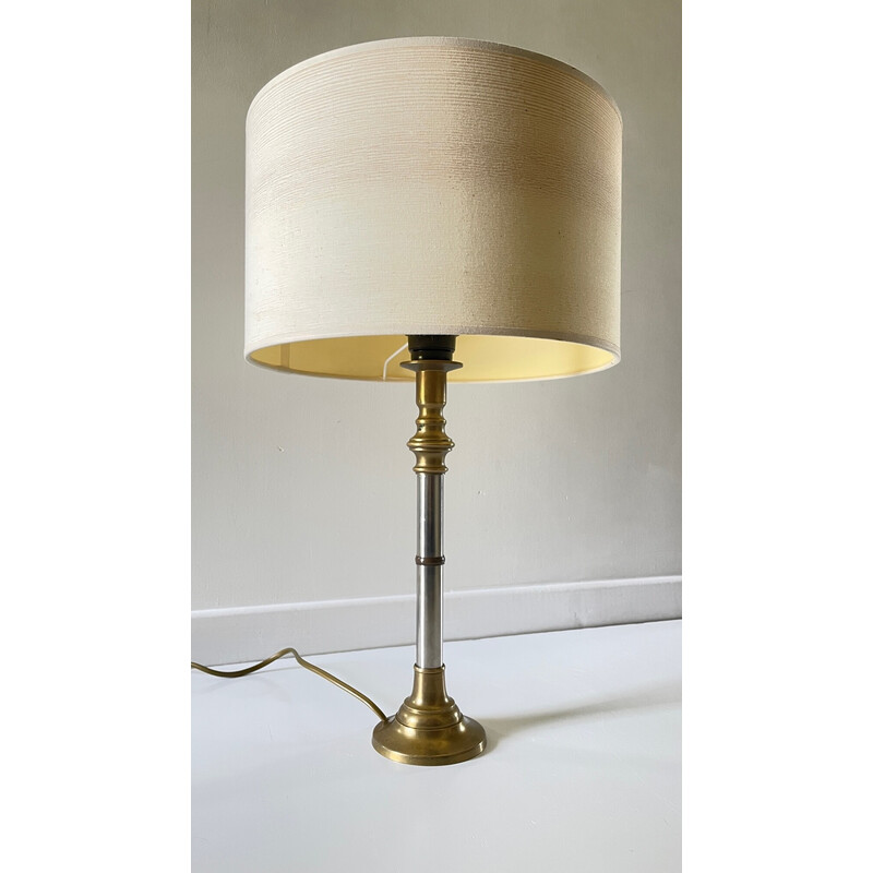 Vintage lamp van chroom en messing, 1970