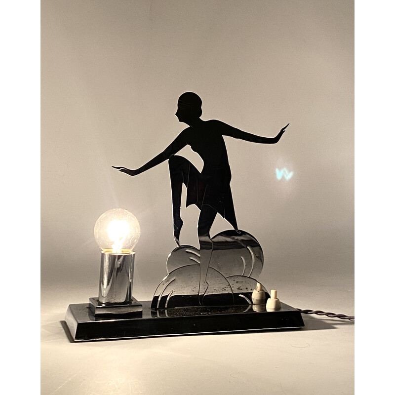 Art Déco vintage Charleston Dancer cubist table lamp, France 1930