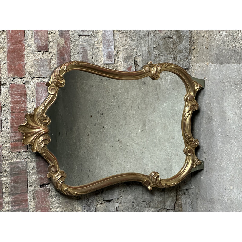 Specchio vintage in legno dorato, 1960