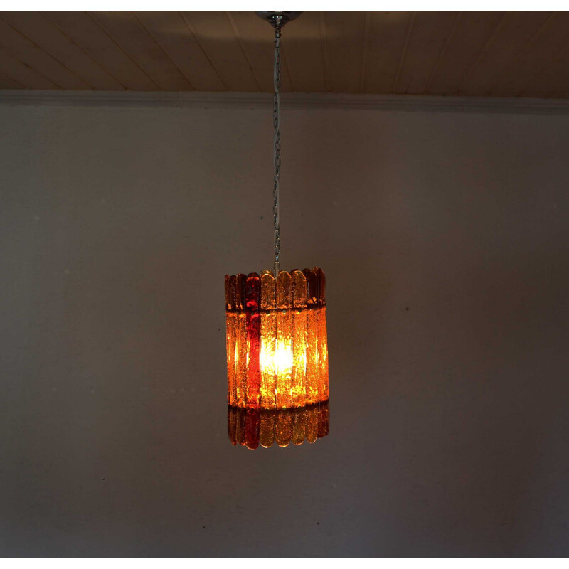 Vintage amber glass pendant lamp by Felipe Derflingher for Feders, 1960