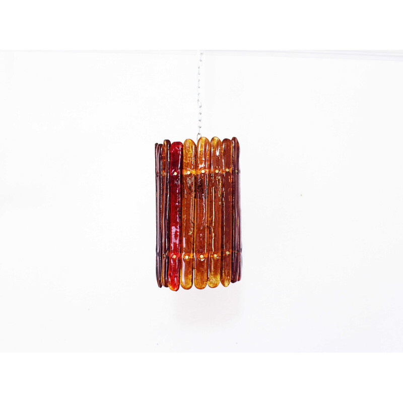 Vintage amber glass pendant lamp by Felipe Derflingher for Feders, 1960