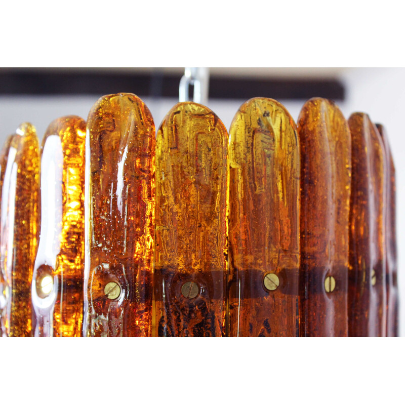 Suspension vintage en verre ambré de Felipe Derflingher pour Feders, 1960