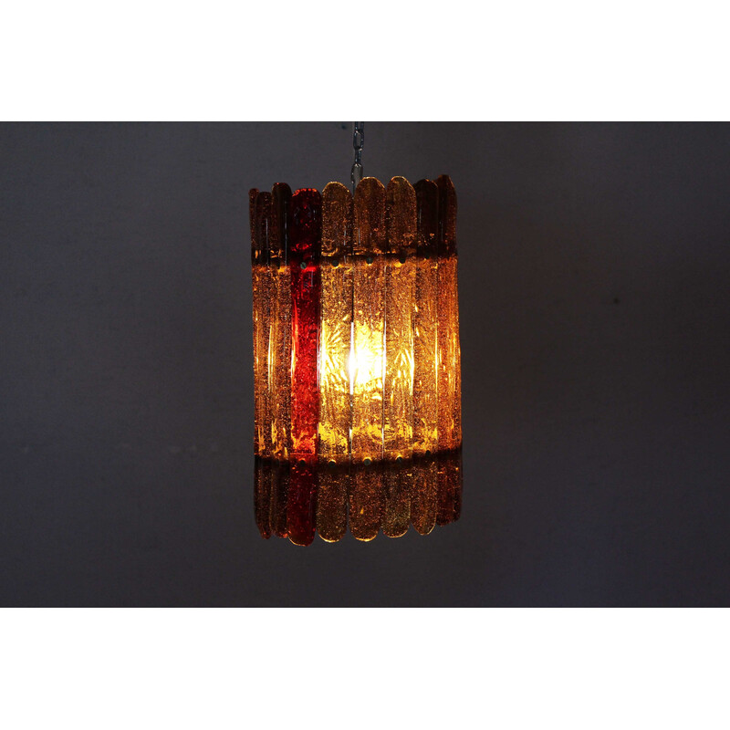 Vintage amber glass pendant lamp by Felipe Derflingher for Feders, 1960