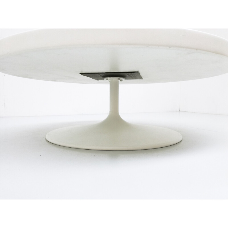 White coffee table in wood and steel with tulip feet - 1970s