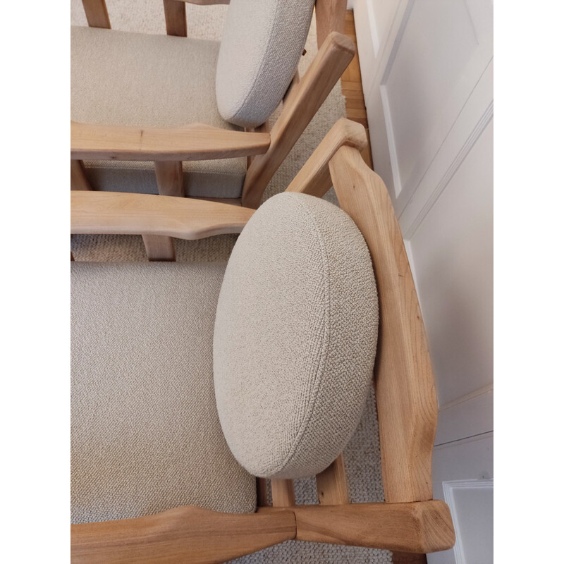 Paire de fauteuils vintage en bois et tissu