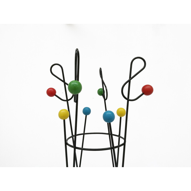 Multi-coloured coat rack in steel model Clé de Sol by Roger Feraud - 1950s
