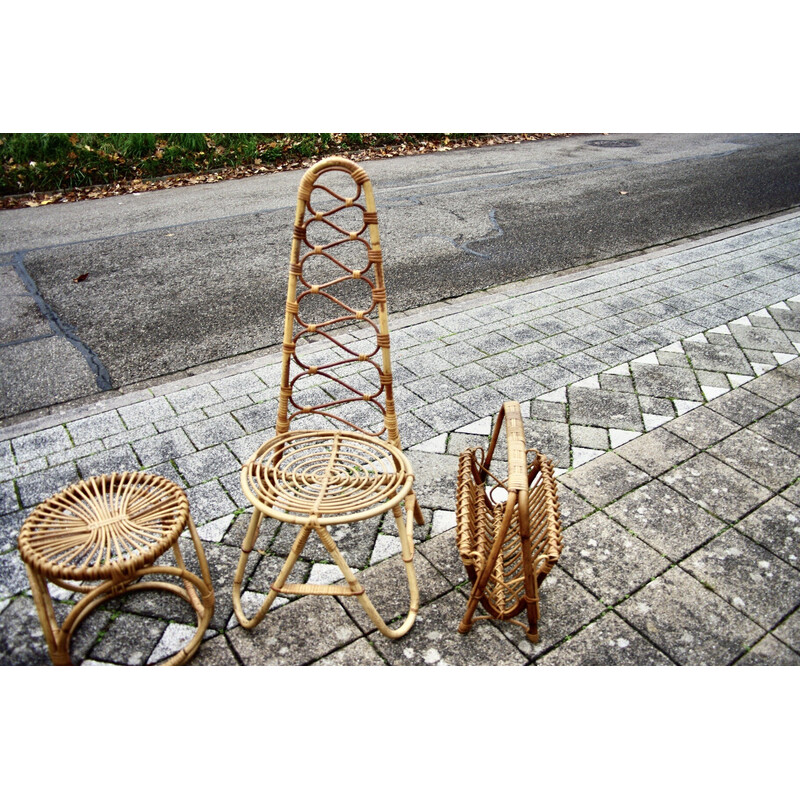 Vintage bamboo living room set by Bonacina and Albini, 1960