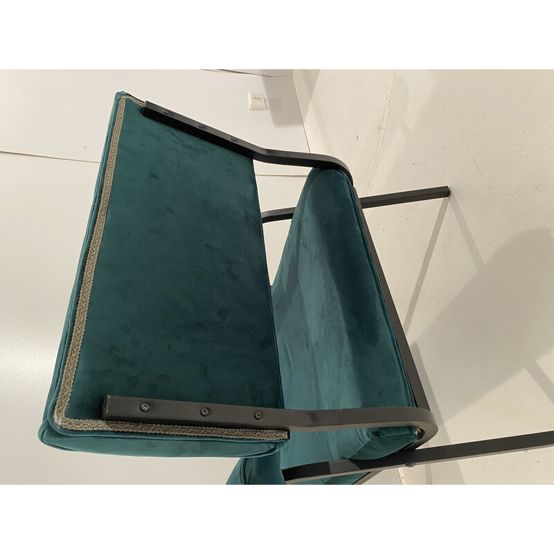 Paar vintage groene fauteuils, Italië 1960