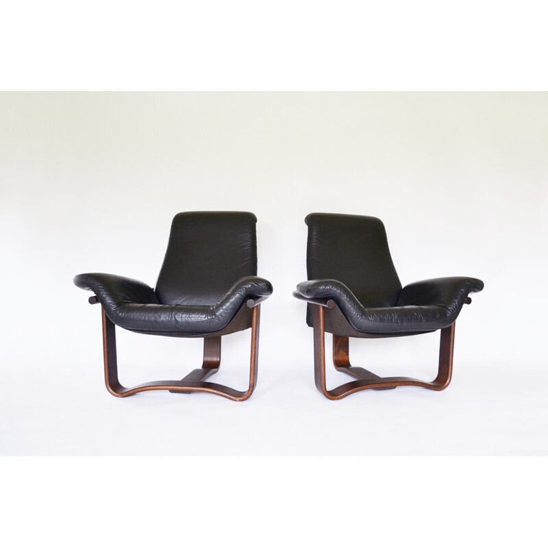 Pair of vintage Scandinavian Manta armchairs by Ingmar Relling for Westnofa, Norway 1970s