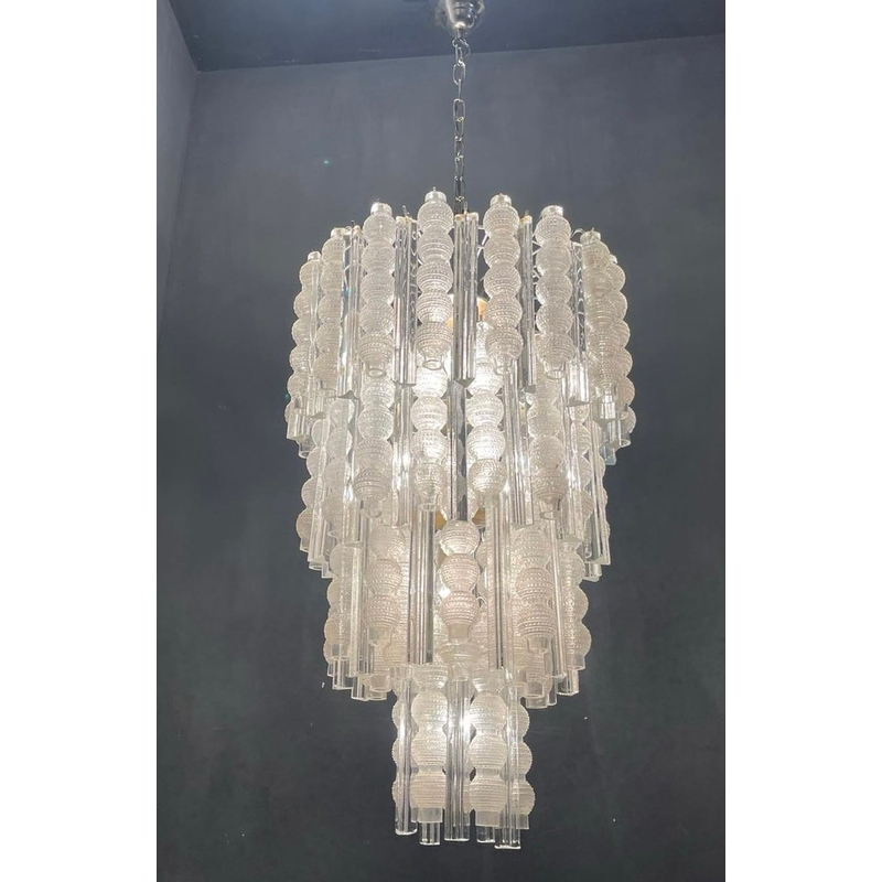 Vintage Murano Bubble glass chandelier, 1980s