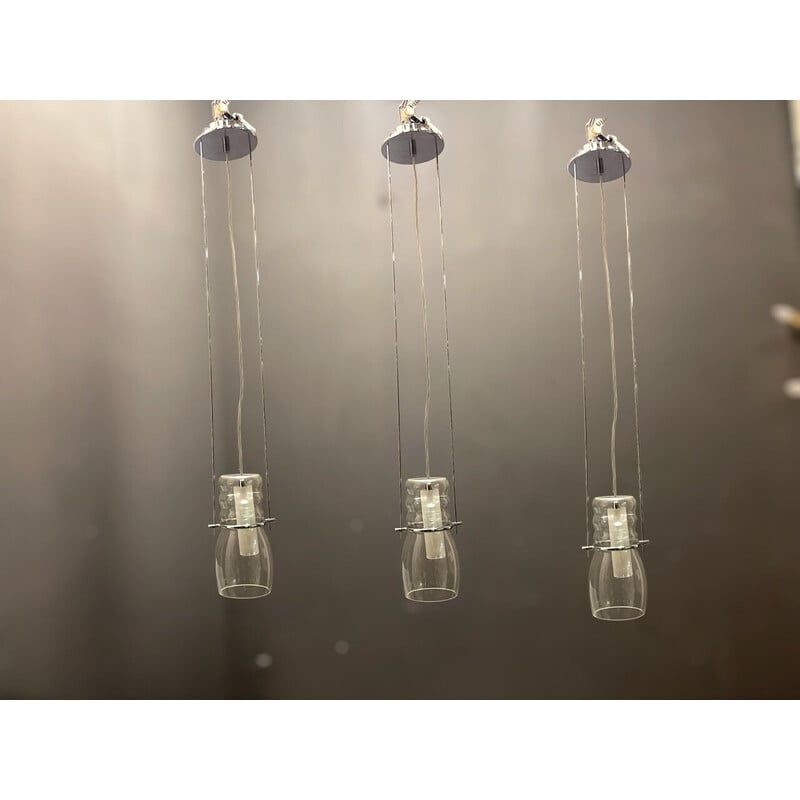 Set di 3 lampade a sospensione vintage in vetro di Murano di Zonca Voghera, anni '90