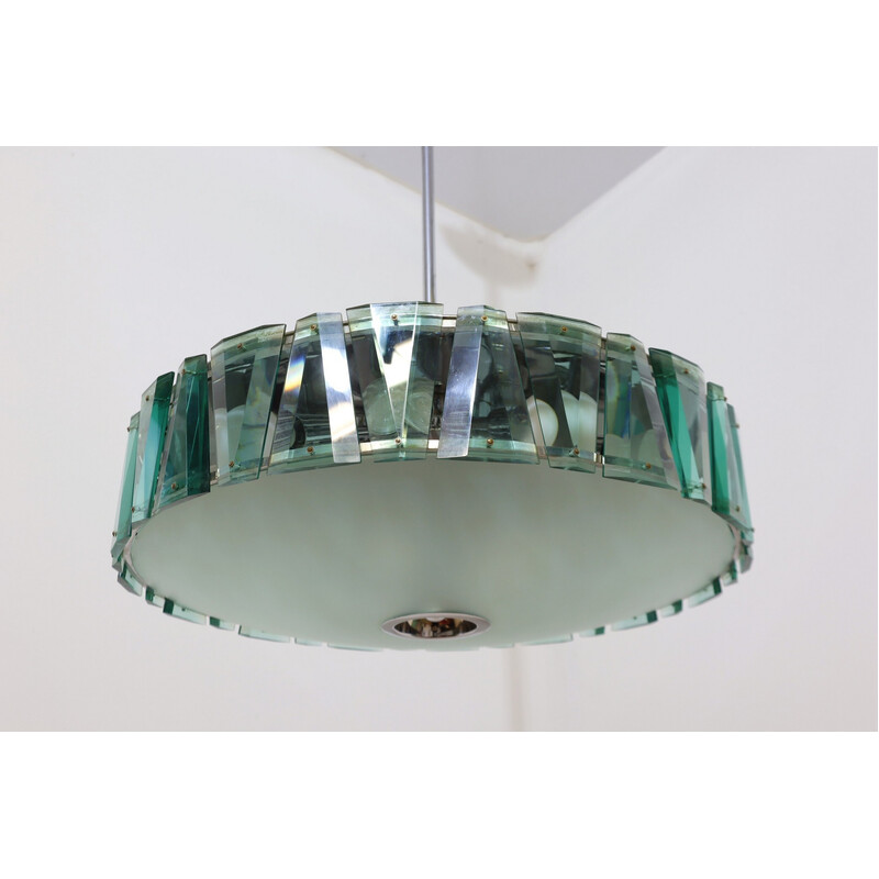 Lámpara colgante vintage de cristal tallado Stilnovo, años 60