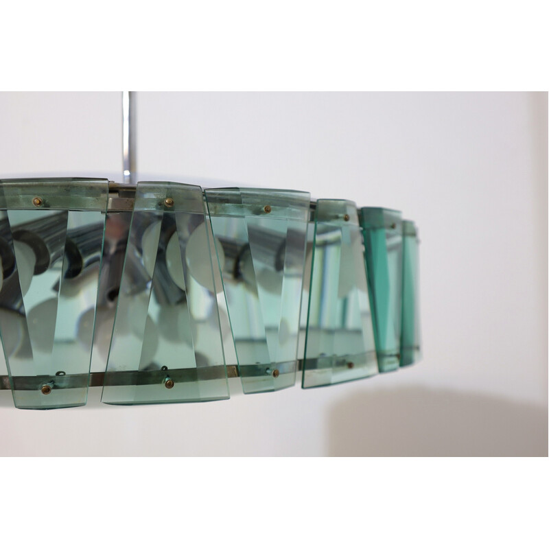 Lámpara colgante vintage de cristal tallado Stilnovo, años 60