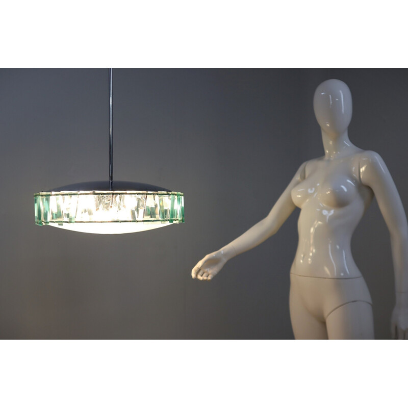 Vintage cut glass Stilnovo pendant lamp, 1960s