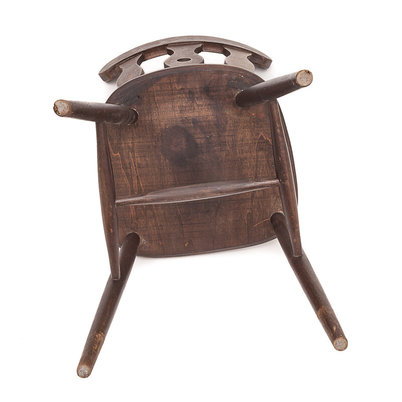 Juego de 7 sillas bistro vintage de madera preciosa, 1950