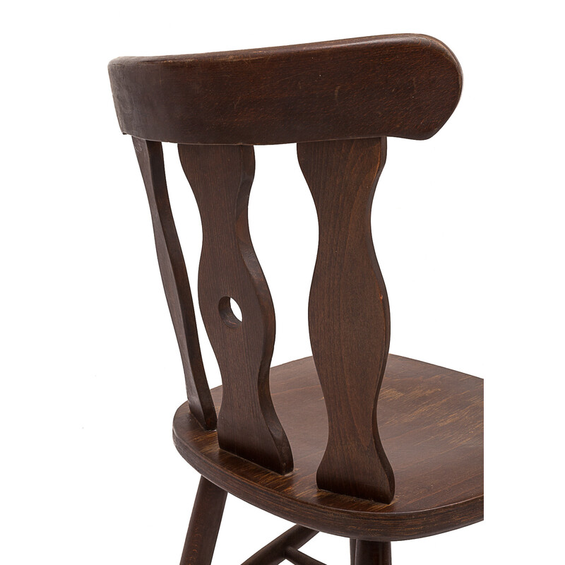 Set van 7 vintage bistrostoelen in kostbaar hout, 1950