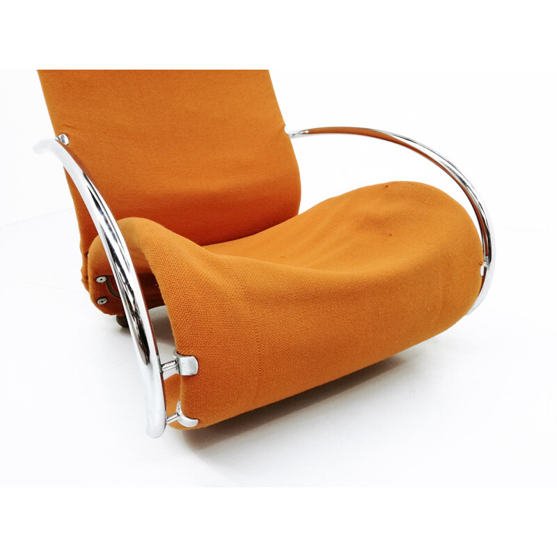 Pair of orange lounge chairs model Easy chair H, Verner Panton for Fritz Hansen - 1970s