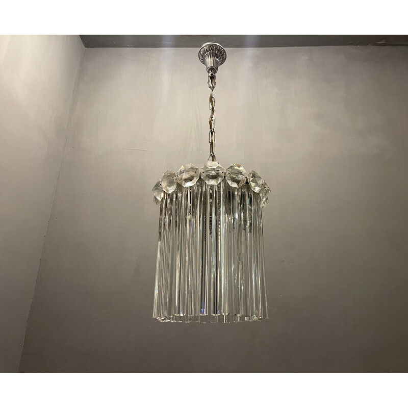 Lámpara colgante vintage italiana Trilobi en cristal de Murano, años 60