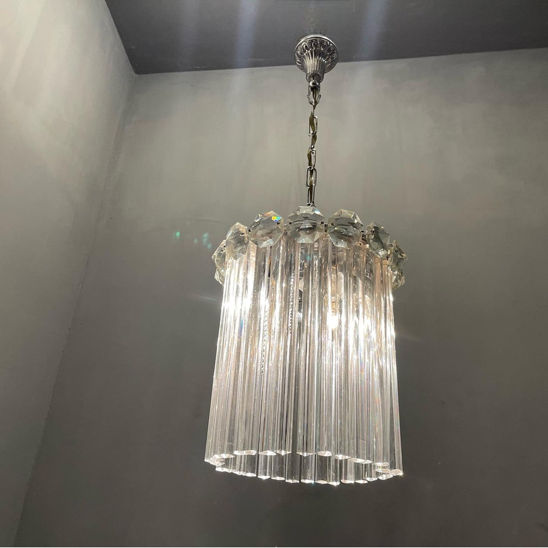 Lámpara colgante vintage italiana Trilobi en cristal de Murano, años 60