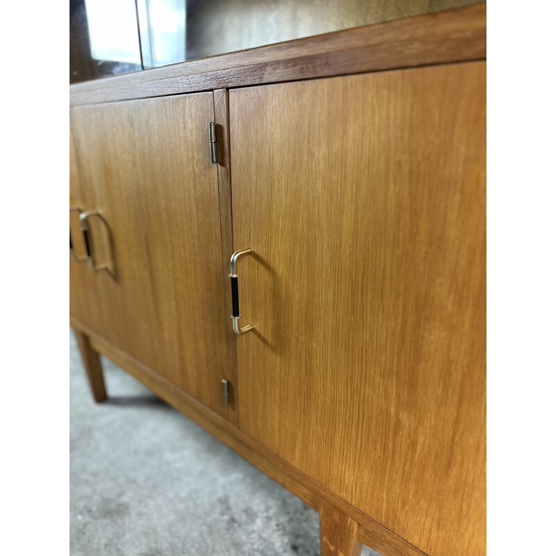 Vintage ashwood and metal bookcase, 1950-1960s