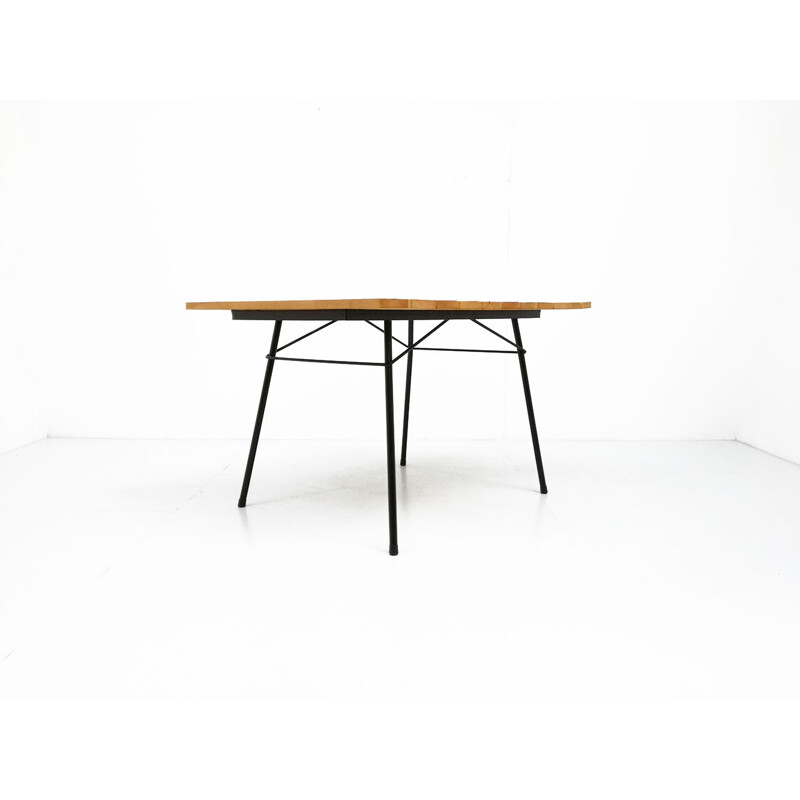 Dining table in steel and oakwood - 1950s
