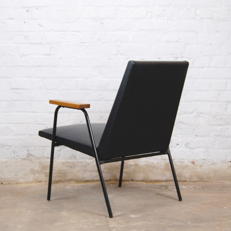Vintage armchair "Robert" in wood, imitation and steel by Pierre Guariche for Meurop, 1962-1967s