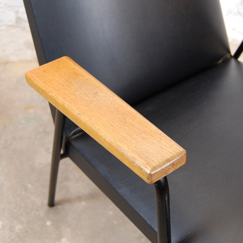 Vintage armchair "Robert" in wood, imitation and steel by Pierre Guariche for Meurop, 1962-1967s