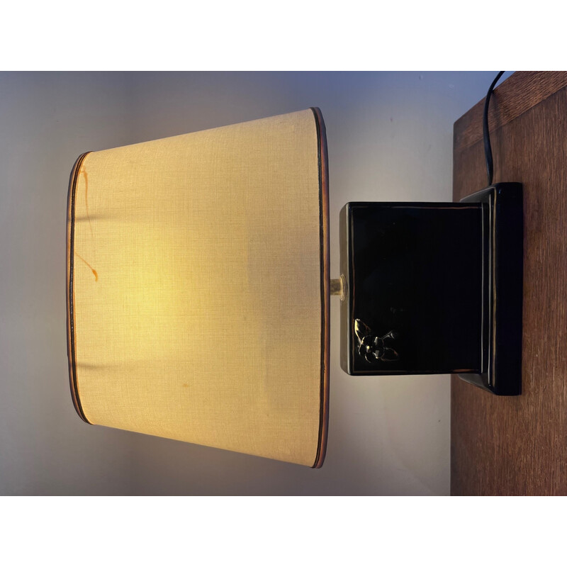 Vintage lamp van keramiek en stof, 1980