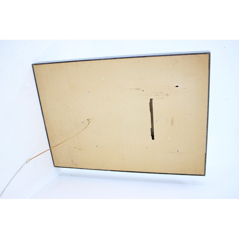 Vintage oakwood mirror with backlight, Denmark 1960s