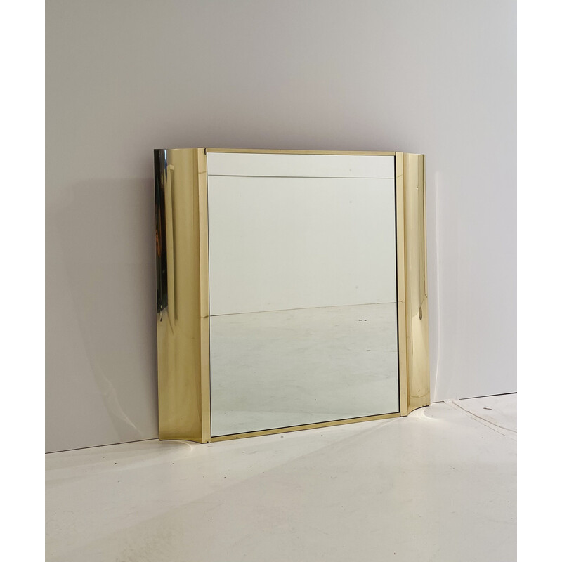 Espelho de parede de haste dourada Vintage, Itália 1970s