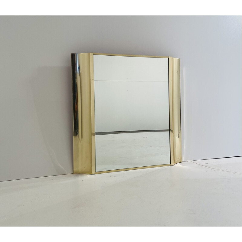Espelho de parede de haste dourada Vintage, Itália 1970s