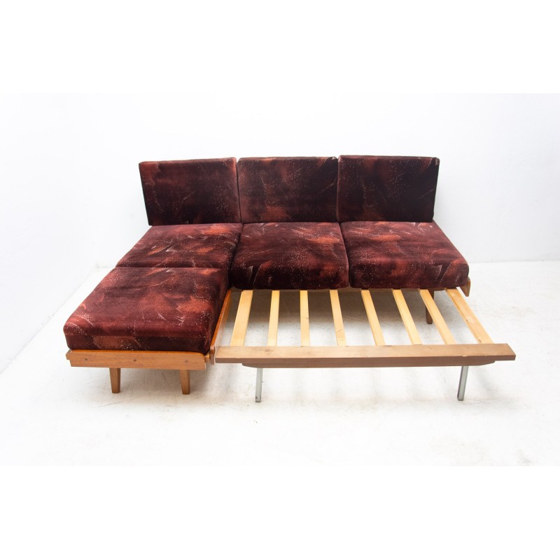 Canapé d'angle pliant vintage par František Jirák pour les meubles Tatra, Tchécoslovaquie 1970