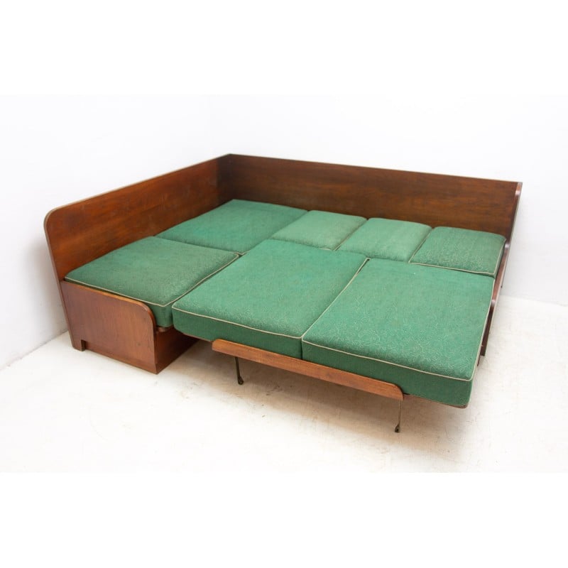 Mid century corner folding sofabed, Czechoslovakia 1960s