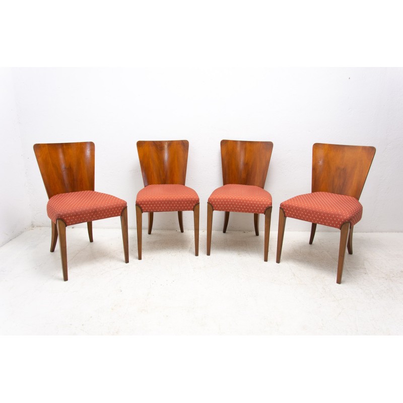 Set of 4 vintage Art Deco dining chairs H-214 by Jindrich Halabala for Úp Závody, 1950s