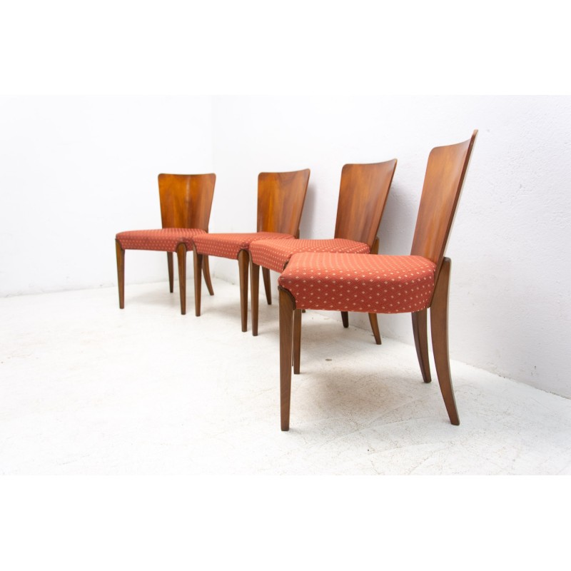 Set of 4 vintage Art Deco dining chairs H-214 by Jindrich Halabala for Úp Závody, 1950s