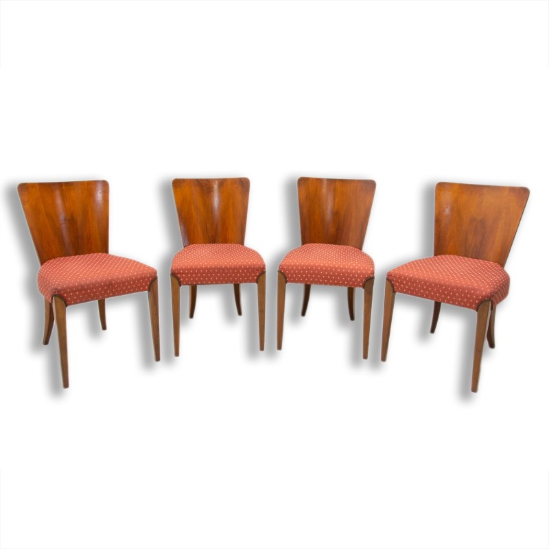 Set of 4 vintage Art Deco dining chairs H-214 by Jindrich Halabala for Úp Závody, 1950s