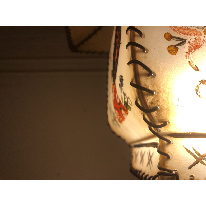 Vintage pendant lamp with Chinese scenes, 1950-1960s