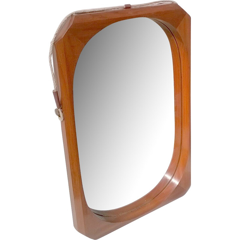 Grande specchio italiano in teak - 1950