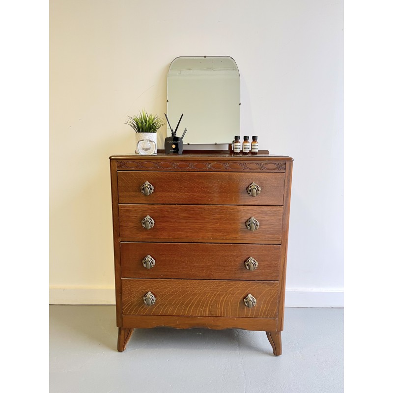 Vintage chest of drawers with mirror by Lebus, 1960s