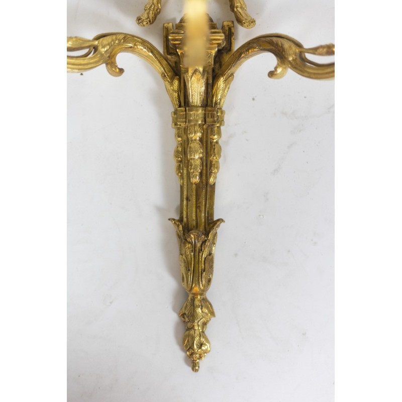 Pair of vintage gilt bronze wall lamps, 1880