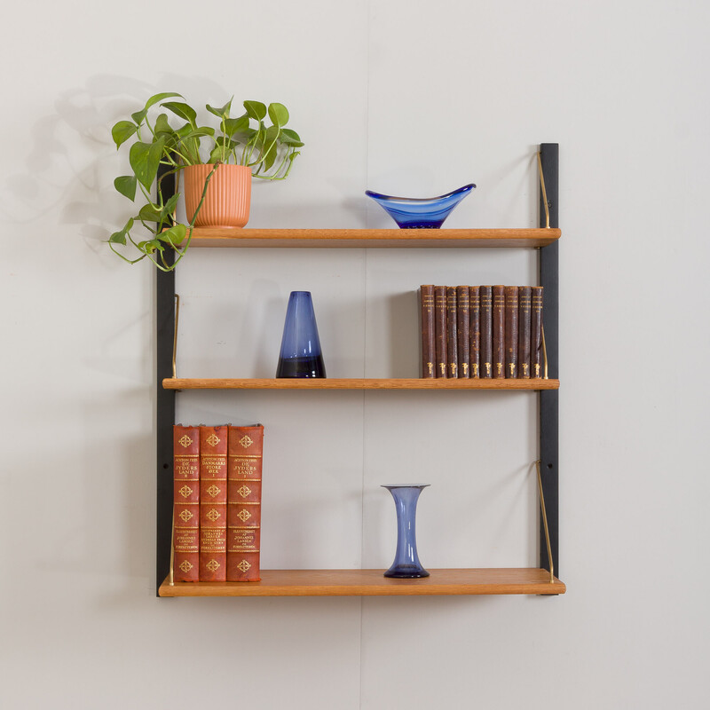 Scandinavian vintage oakwood shelf, Denmark 1970s