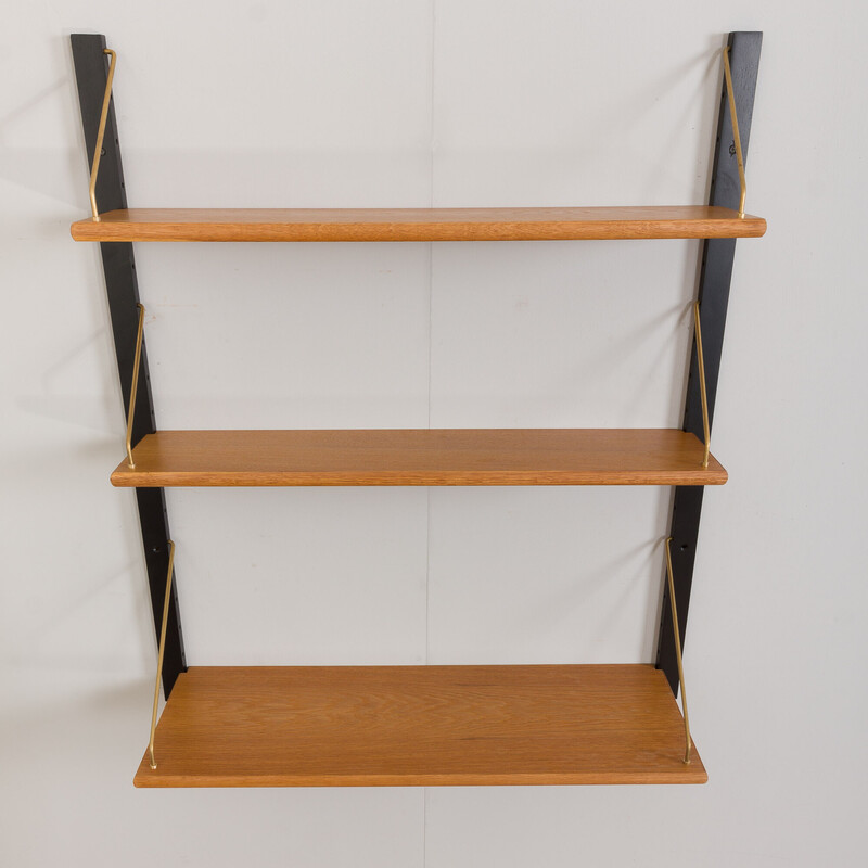 Scandinavian vintage oakwood shelf, Denmark 1970s