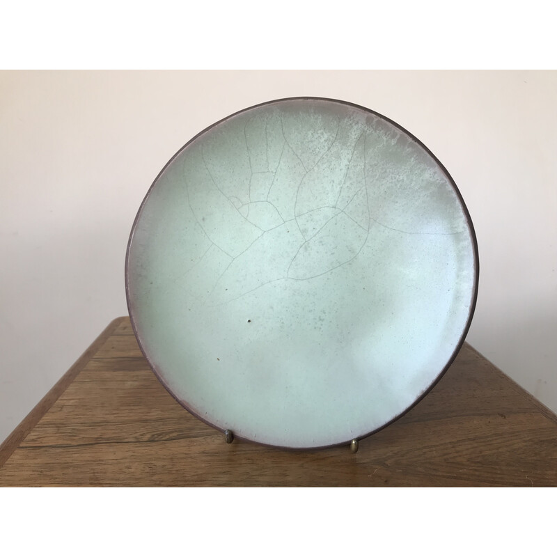 Set of 5 vintage cracked ceramic plates by Ariane Mathieu Quéré for Ateliers Nobiling