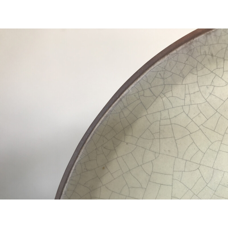 Set of 5 vintage cracked ceramic plates by Ariane Mathieu Quéré for Ateliers Nobiling