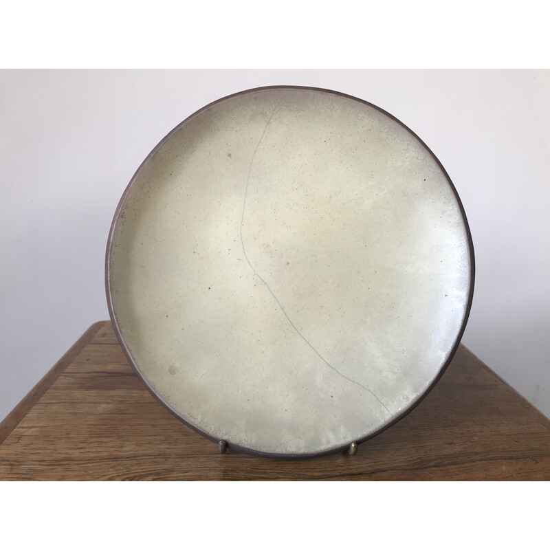 Set of 5 vintage cracked ceramic plates by Ariane Mathieu Quéré for Ateliers Nobiling