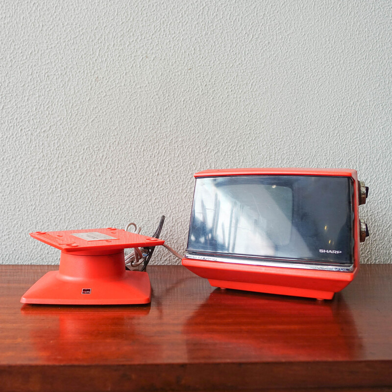 TV a cubo portatile Sharp 5P 12G arancione vintage, anni '70