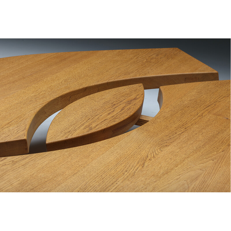 Mesa de centro vintage de madera de roble T22C L'oeil de Pierre Chapo, 1972