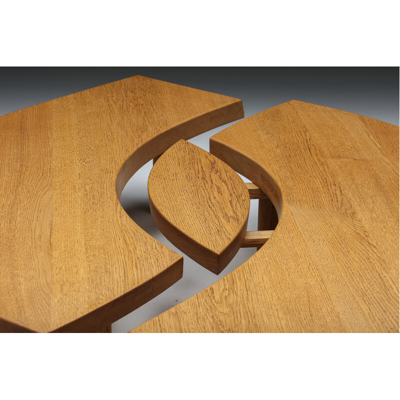 Vintage oakwood coffee table T22C L'oeil by Pierre Chapo, 1972